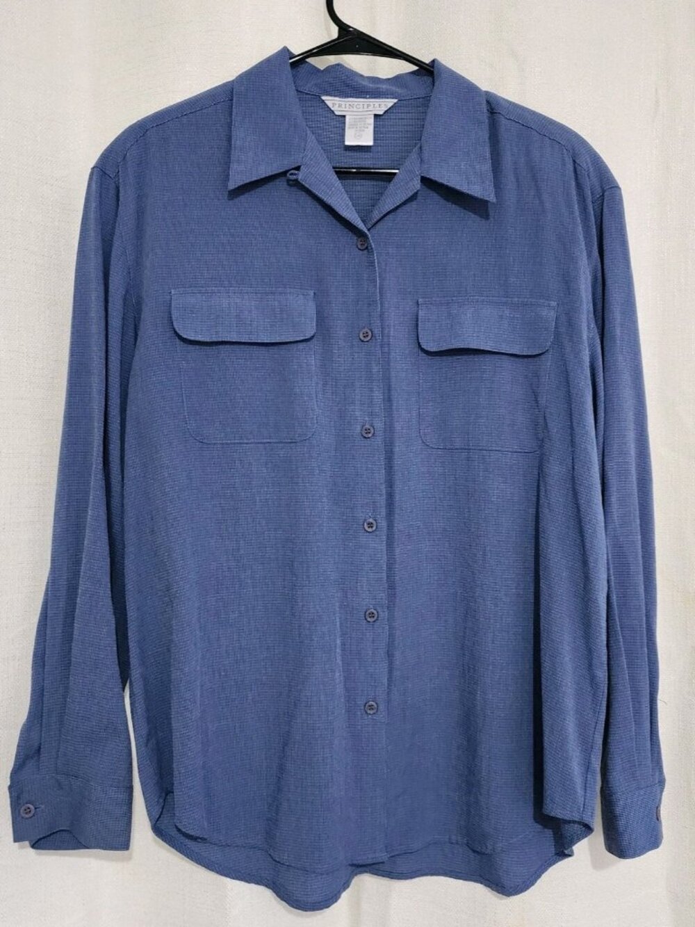 Principles Women's Blouse Button Up Long Sleeve Blue Size Large